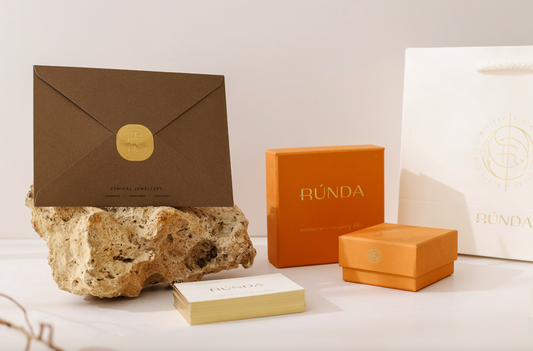 luxury packaging set in orange color and a set of gold envelope.
